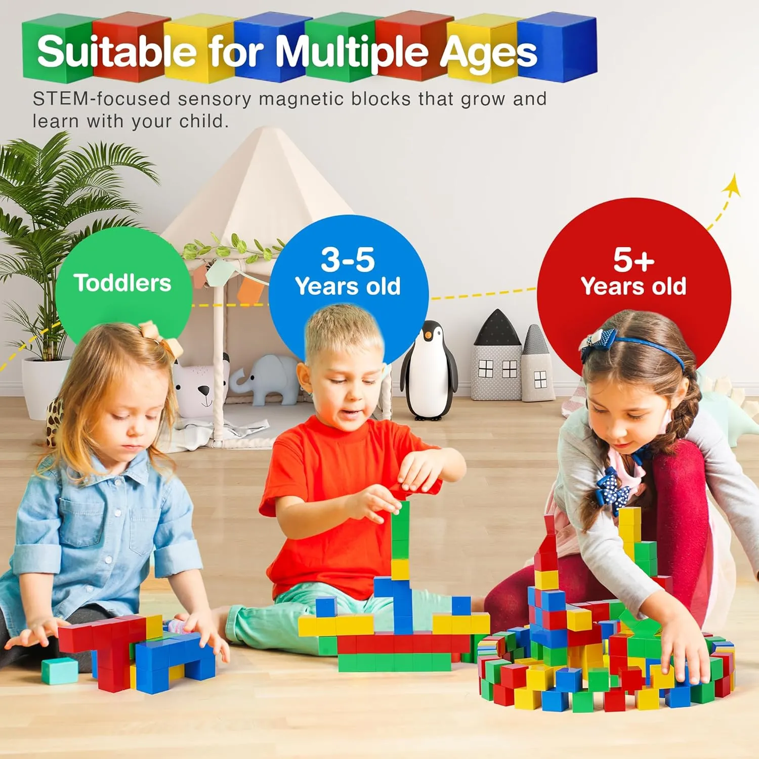 Tigerdoe 42 Pcs Educational Magnetic Cubes for Kids | Sensory Montessori Toys for Boys & Girls | Preschool Educational Magnetic Block Set