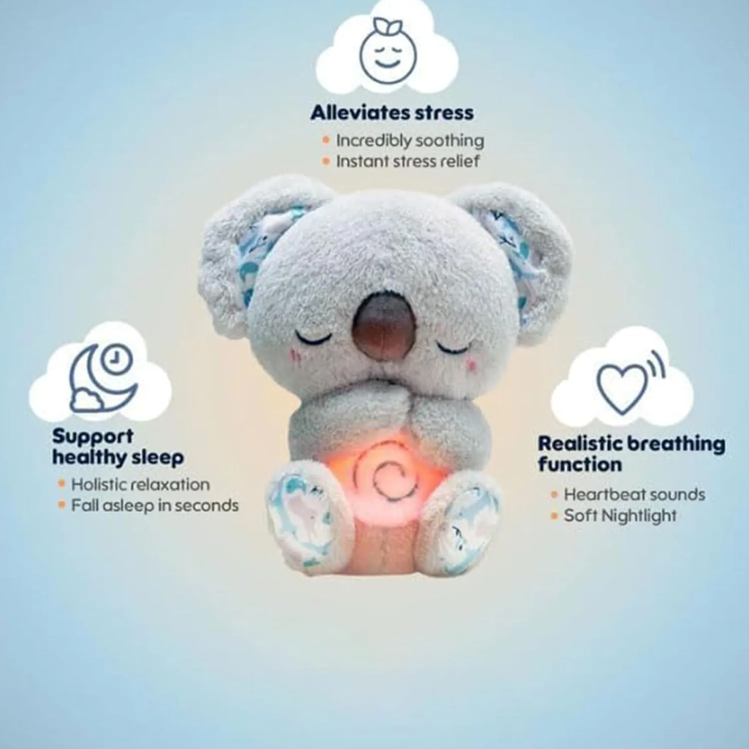 Timeable Relief Koala, Evora Anxiety Relief Koala, Adjustable Breathing Stuffed Animal with Musical Lights & Rhythmic Breathing Motion for Stress Relief & Emotional Support (2PCS,Aa)