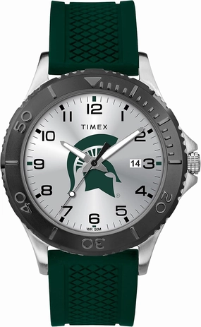 Timex Tribute Men's Collegiate Gamer 42mm Watch – Michigan State Spartans with Green Silicone Strap