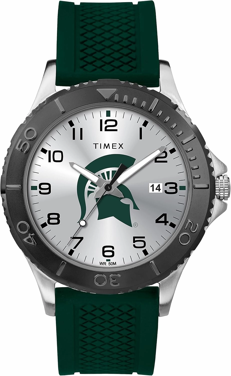 Timex Tribute Men's Collegiate Gamer 42mm Watch – Michigan State Spartans with Green Silicone Strap