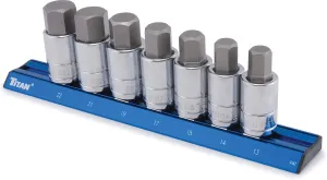 Titan 16131 7-Piece 1/2-Inch Drive Metric Hex Bit Socket Set