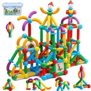 TOKBLOK Magnetic Building Blocks for Boys and Girls, 132Pcs Creative Magnetic Sticks and Balls STEM Construction Toys for Kids Toddlers Early Development Educational Learning