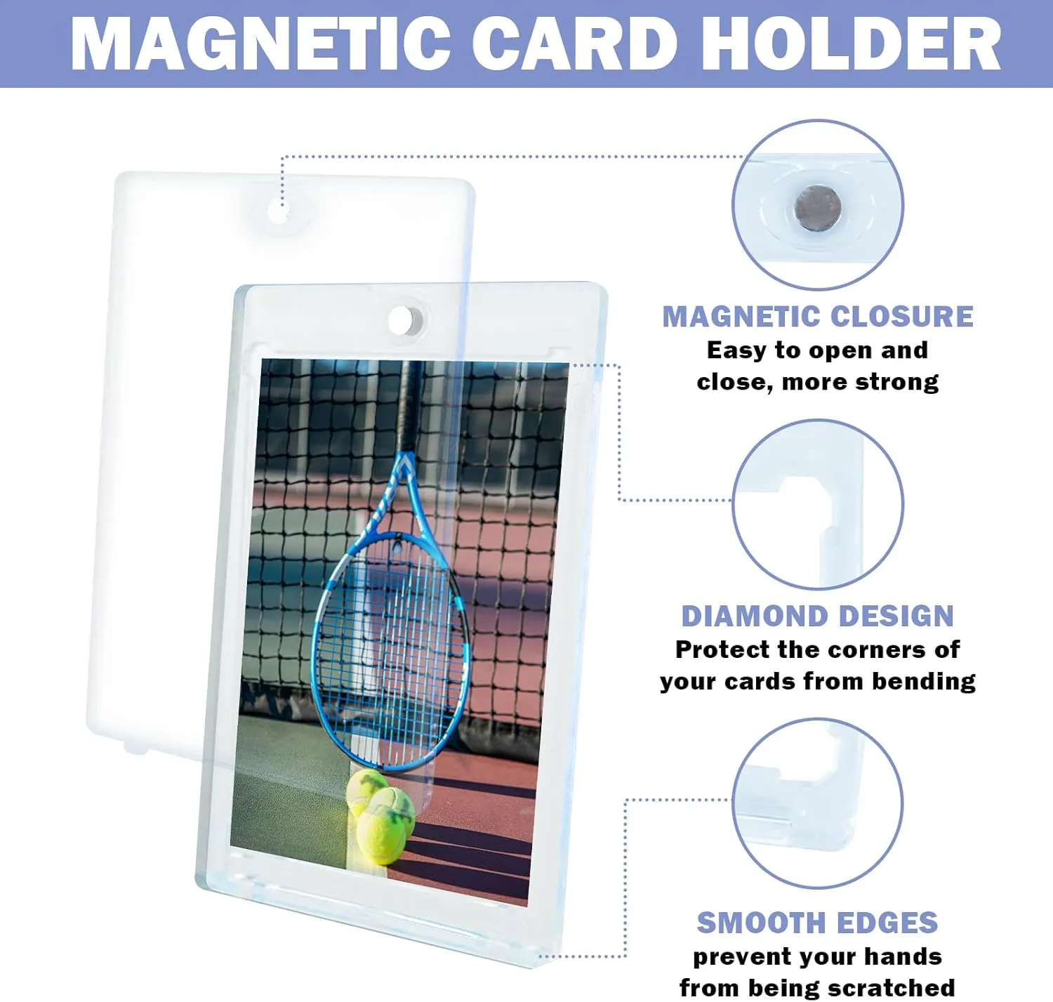 TORONTOKYO 24ct Magnetic Card Holders for Trading Cards, 35PT Baseball Card Holder Protector Hard Plastic Trading Card Case Sleeves for Baseball Card Sports Card Game Cards