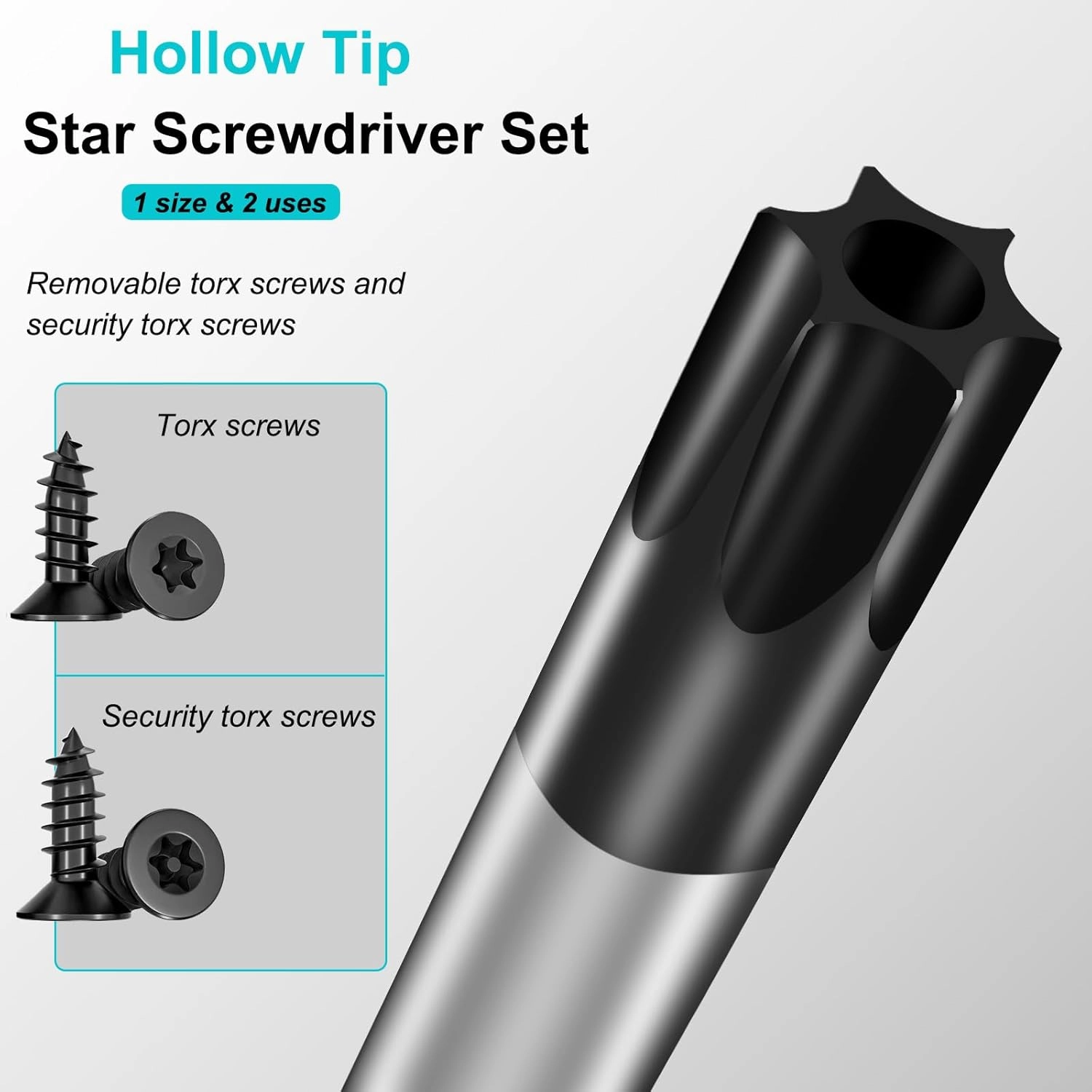 Torx Screwdriver Set, 6-Piece Magnetic Star Screwdriver Set with T15, T20, T25, T27, T30, T40, Non-Slip Cushion Grip Security Torx Screw Driver Set Kit (Green)