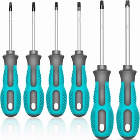 Torx Screwdriver Set, 6-Piece Magnetic Star Screwdriver Set with T15, T20, T25, T27, T30, T40, Non-Slip Cushion Grip Security Torx Screw Driver Set Kit (Green)