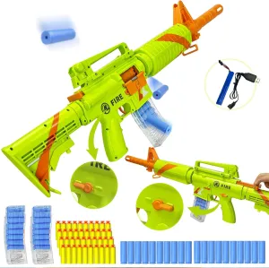 Toy Gun Classic M16 Electric Automatic Rifle Auto-Manual Shell Ejecting Double Modes Toy Foam Blaster with 40 Darts 20 Bullet Cases 2 Magazines Toys for 8-12 Years Birthday Gift (Green)