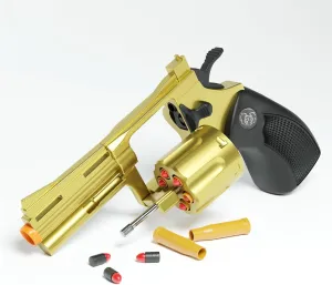 Toy Revolver Gun Soft Bullet Toy Gun, Shell Ejecting Toy Gun Pistol for Kids Boys 8-12, Educational Mode Toys for Outdoor Shooting Games Target Practice (Gold)
