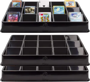 Toy Vault Trading Card Sorting Trays and Dealer Trays (3-Pack, 15-Slot); Large Black Card Tray Organizer for CCG Games and Board Games