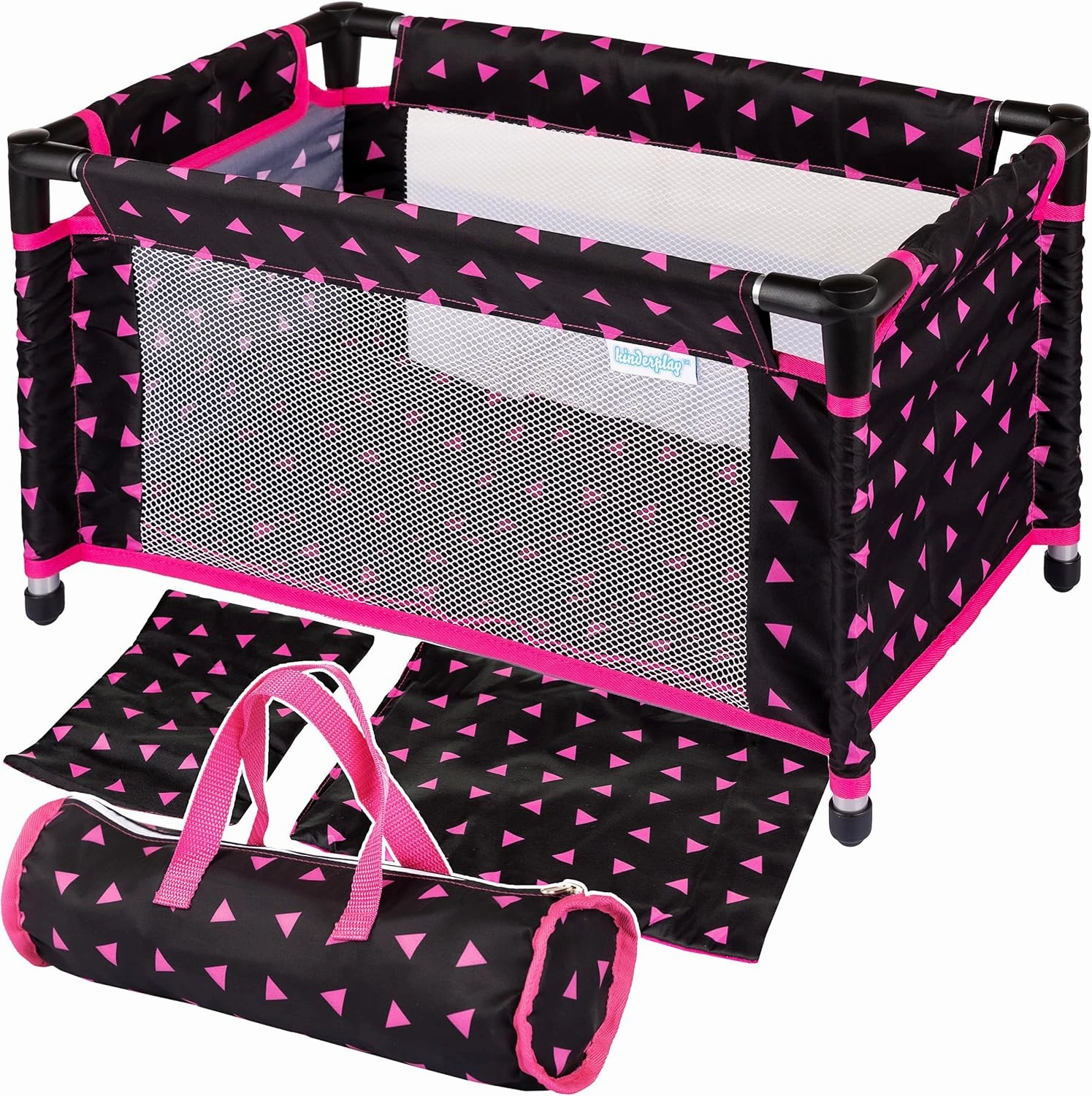 Toy Baby Crib for Dolls, Travel-Friendly Doll Bed for Baby Dolls, Baby Doll Crib for 18-Inch Dolls, Foldable Doll Bed with Carry Bag for 3  Years Girls, Easy Assembly Realistic Baby Doll Bed Kp0400R