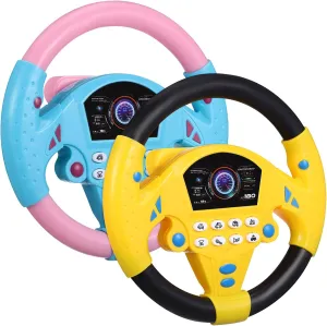 TOYANDONA 2pcs Steering Wheel Toys, Driving Wheel Toy Simulated Pretend Play Driving Toy Kids for Car Backseat