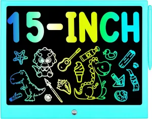 Toys for 3 4 5 6 7 8 Years Old Boys Girls, LCD Writing Tablet 15 Inch Doodle Board, Electronic Drawing Pads Drawing Tablet, Educational Birthday Gift for 3-6 Years Old Kids Toddler (Blue)