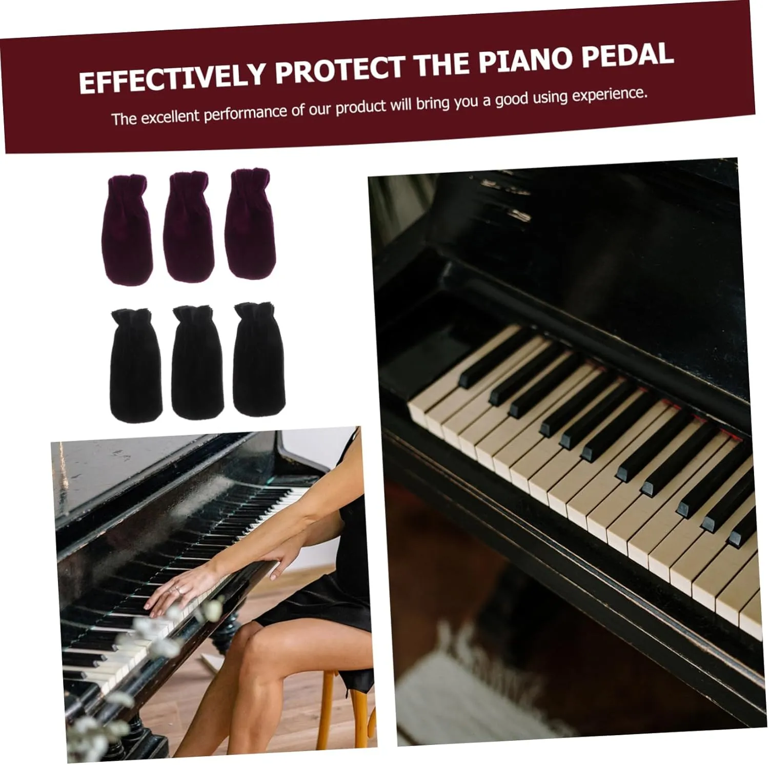 Toyvian 6 Sets Piano Pedal Protective Sleeves Piano Foot Sustain Pedal Covers Reusable Dust Cover