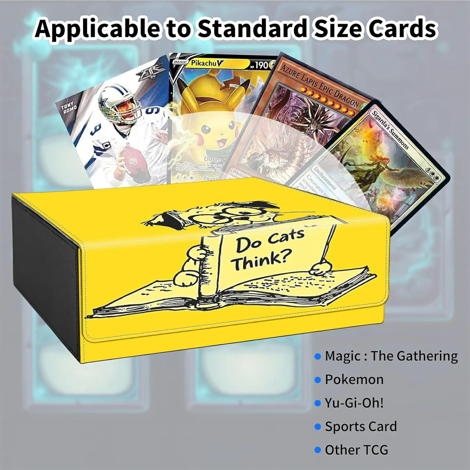 Trading Card Deck Box 1800  Sleeved, Leather Magnetic Closure Commander Holds Magnetic Big Deck Storage Case Fits for MTG CCG LCG TCG Collectible Game Baseball Sport Cards, Yellow Puppy
