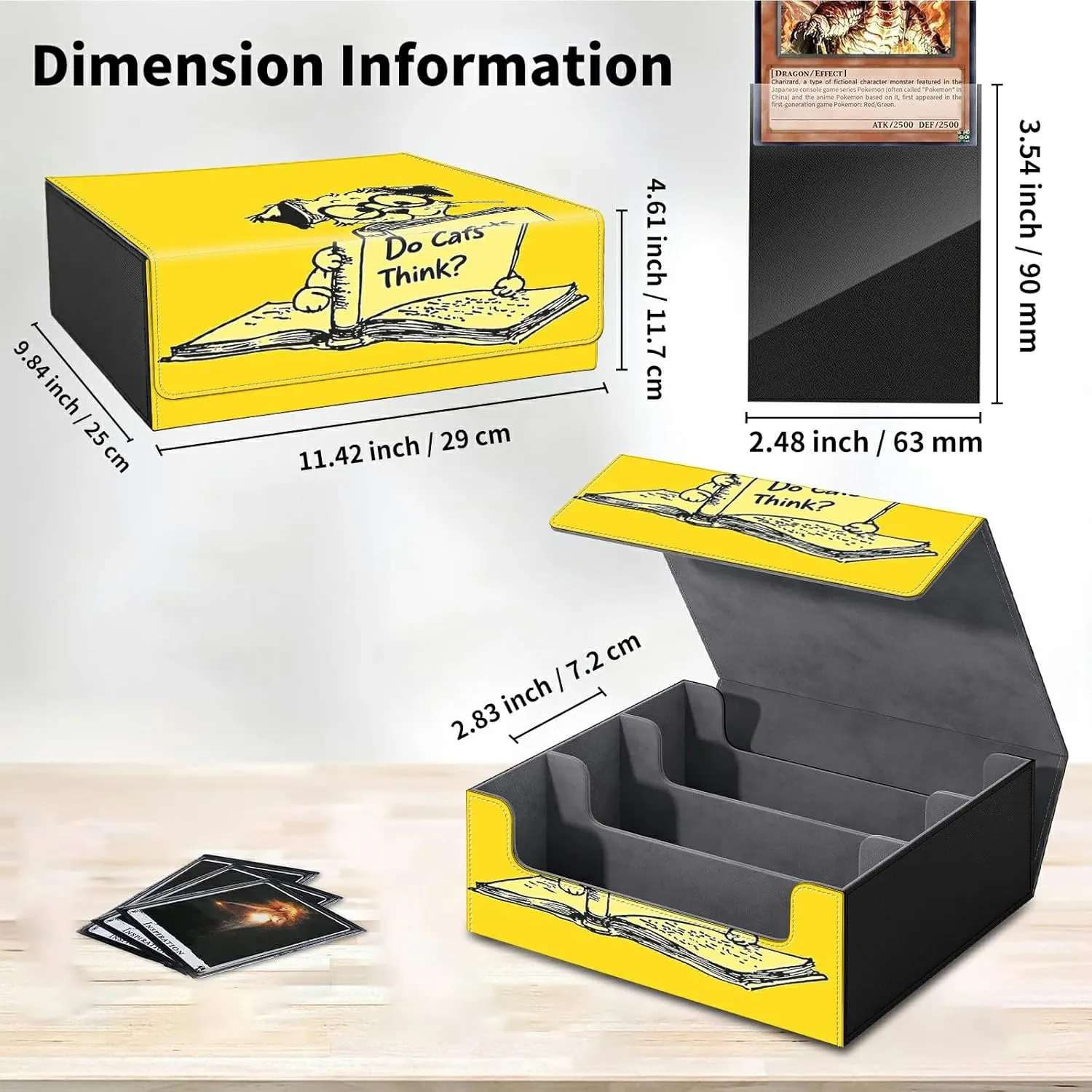 Trading Card Deck Box 1800  Sleeved, Leather Magnetic Closure Commander Holds Magnetic Big Deck Storage Case Fits for MTG CCG LCG TCG Collectible Game Baseball Sport Cards, Yellow Puppy