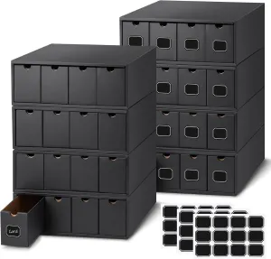 Trading Card Storage Box 19200  Card Collection with Separate Boxes and Label Stickers Soccer Sports Storage Compatible with Tcg Mtg(8 Sets,Black)