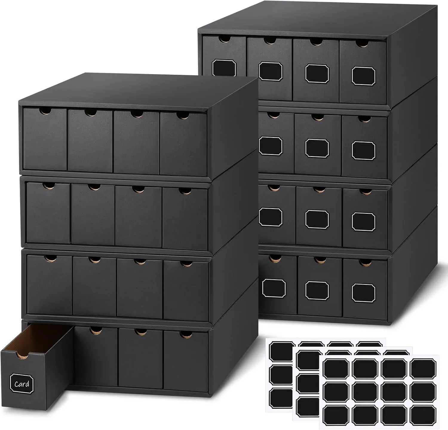 Trading Card Storage Box 19200  Card Collection with Separate Boxes and Label Stickers Soccer Sports Storage Compatible with Tcg Mtg(8 Sets,Black)