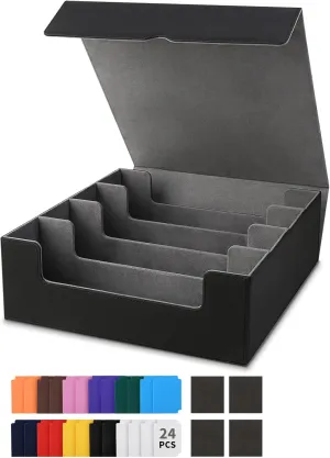 Trading Card Storage Box 4Rows, Holder 3200  Cards, Deck Case Organizer for MTG, Sports Card, Pokemon TCG, YUGIOH with 24 Dividers & 4 Foam Stoppers, Collector Bulk Boxes, Collection Albums Cases