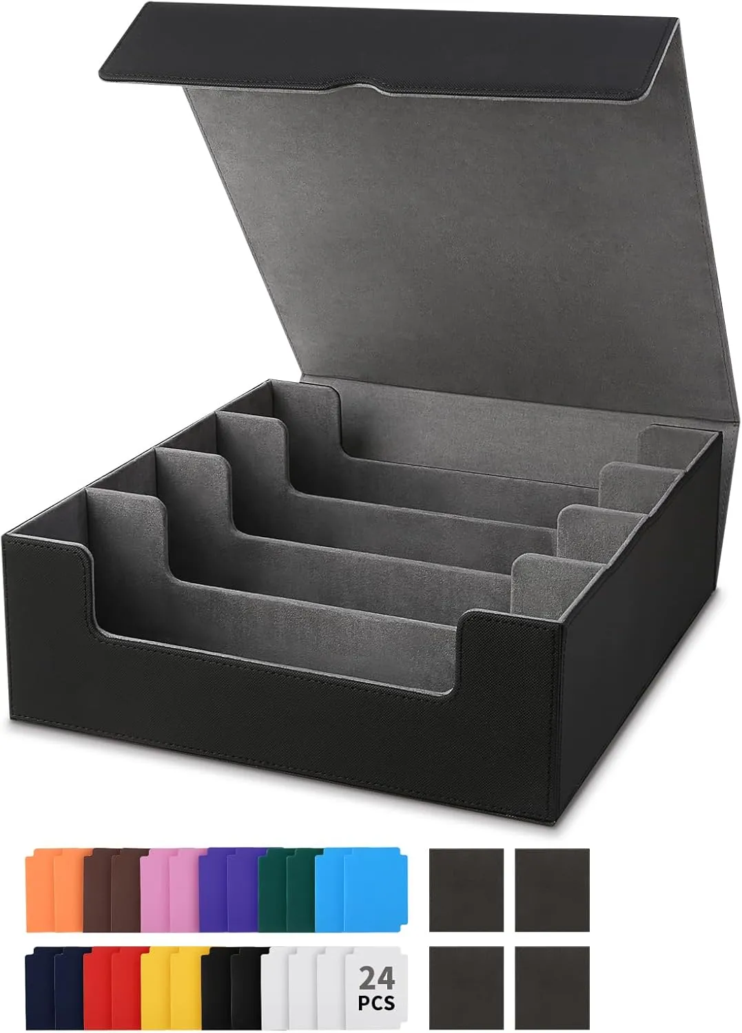 Trading Card Storage Box 4Rows, Holder 3200  Cards, Deck Case Organizer for MTG, Sports Card, Pokemon TCG, YUGIOH with 24 Dividers & 4 Foam Stoppers, Collector Bulk Boxes, Collection Albums Cases