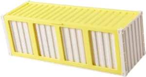 Trading Card Storage Box with 4 Display Window Dustproof Large Capacity Portable Collectible Card Bin Organizer for Home, Yellow