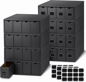Trading Card Storage Box 19200  Card Collection with Separate Boxes and Label Stickers Soccer Sports Storage Compatible with Tcg Mtg(8 Sets,Black)