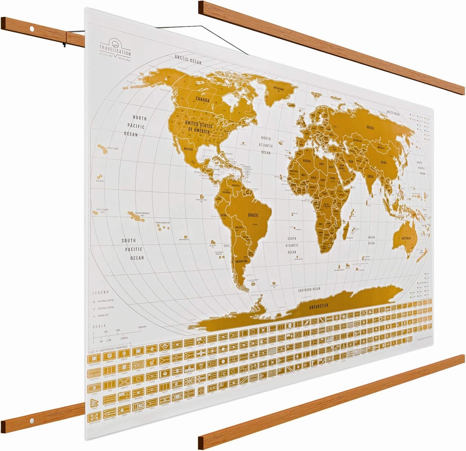 Travelization 24" Magnetic Poster Hanger Frame   24x17 Scratch Off World Map Original Set