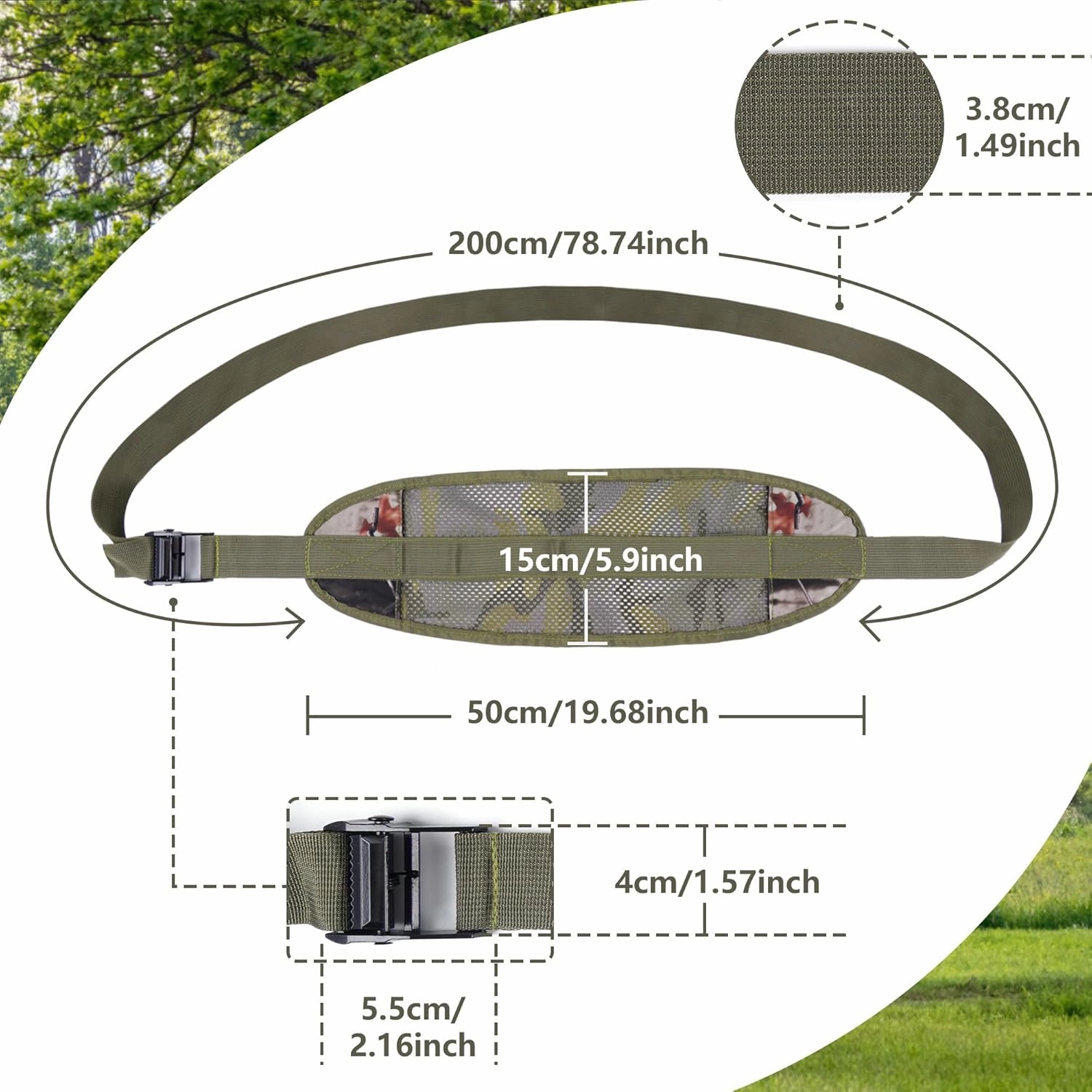Tree Saddle Back Band Adjustable Hunting Saddle Back Support Additional Tree Saddle Hunting Platform Kit Camouflage Tree Climbing Saddle Hunting Saddle Accessories for Adding Comfort