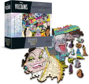 Trefl Disney Wood Craft 1000 Piece Jigsaw Puzzle Villains Reunion 20"x15" Irregular Shapes, 70 Disney Puzzles, Modern Premium Puzzle, for Adults and Children from 12 Years Old