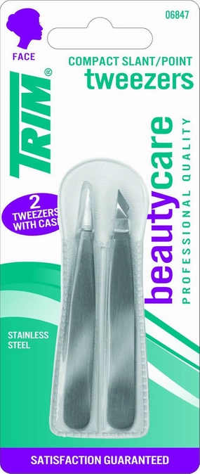 Trim Compact Slant and Point Tip Tweezers Set, 0.69 Ounce (Pack of 6)