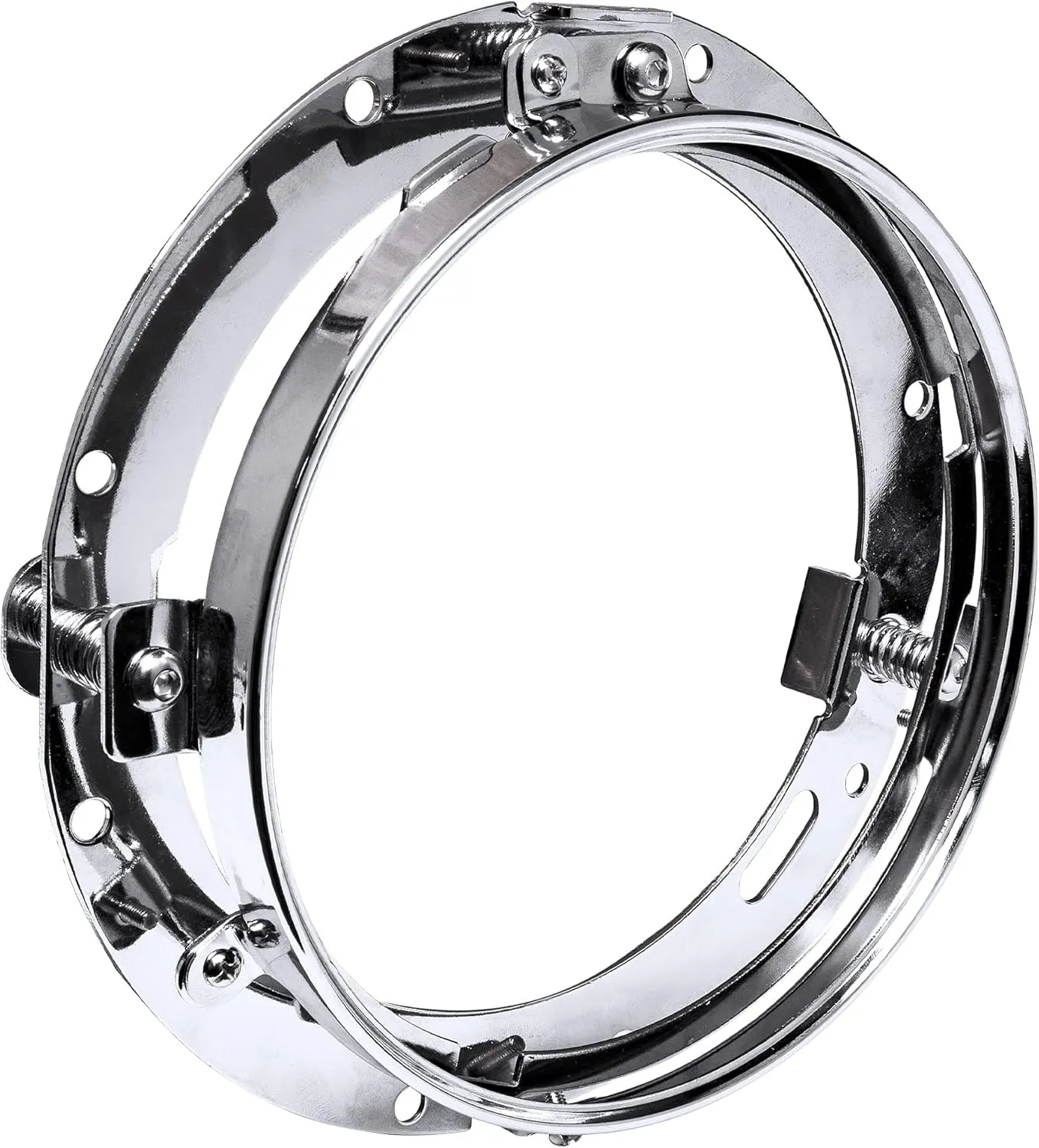 True Mods Chrome 7 Inch Round Headlight Ring Mounting Bracket Compatible with Harley Davidson Headlight Mount