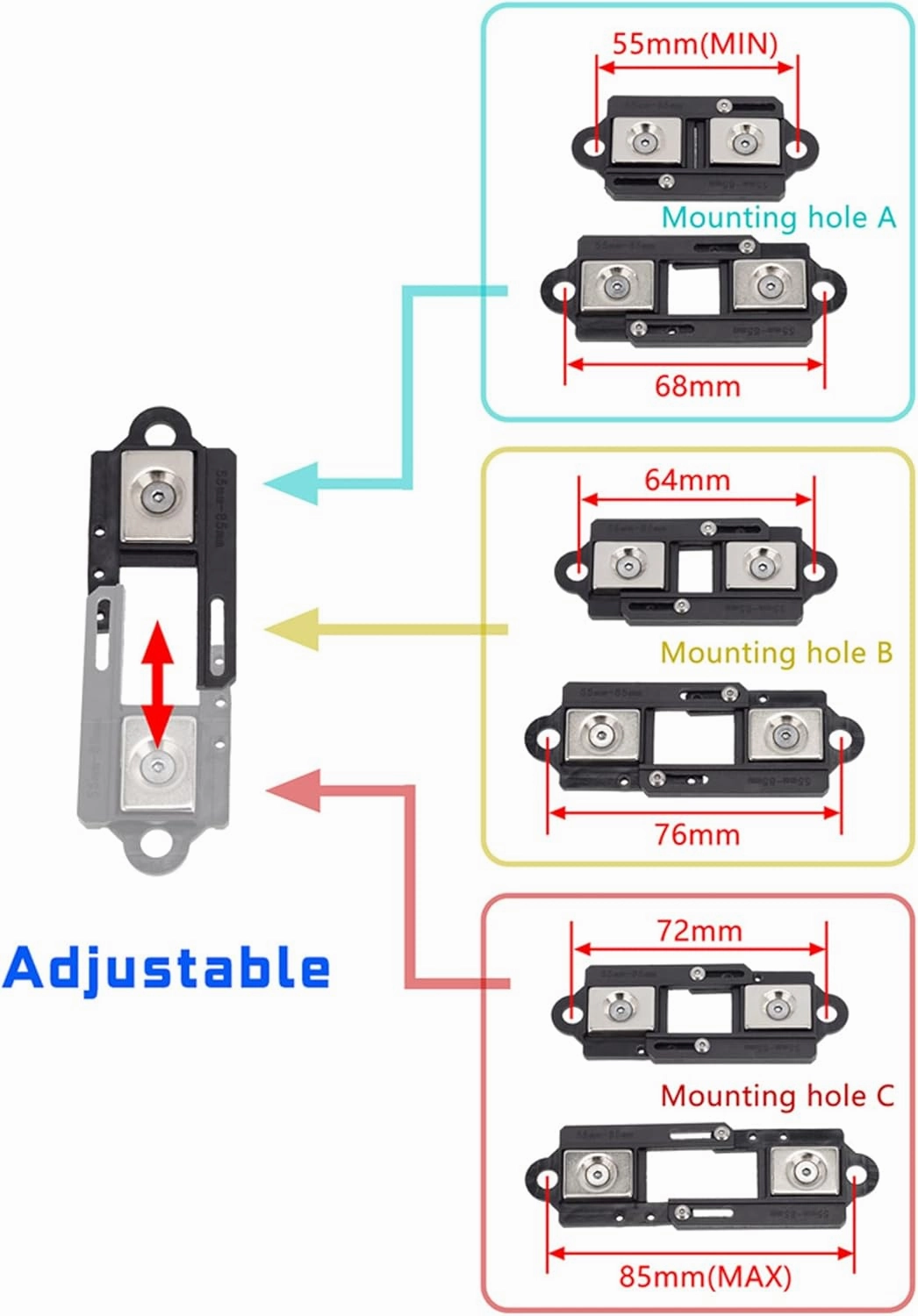 TRX4 Body mounts 4Pcs Adjustable Magnetic Body Post Mount Car Shell Column 55-85mm for 1/10 RC Crawler Axial SCX10 TRX4 TRX6 SCX10 90046 D90 86100 MST CFX TRX4 Upgrades (RC Body mounts B)