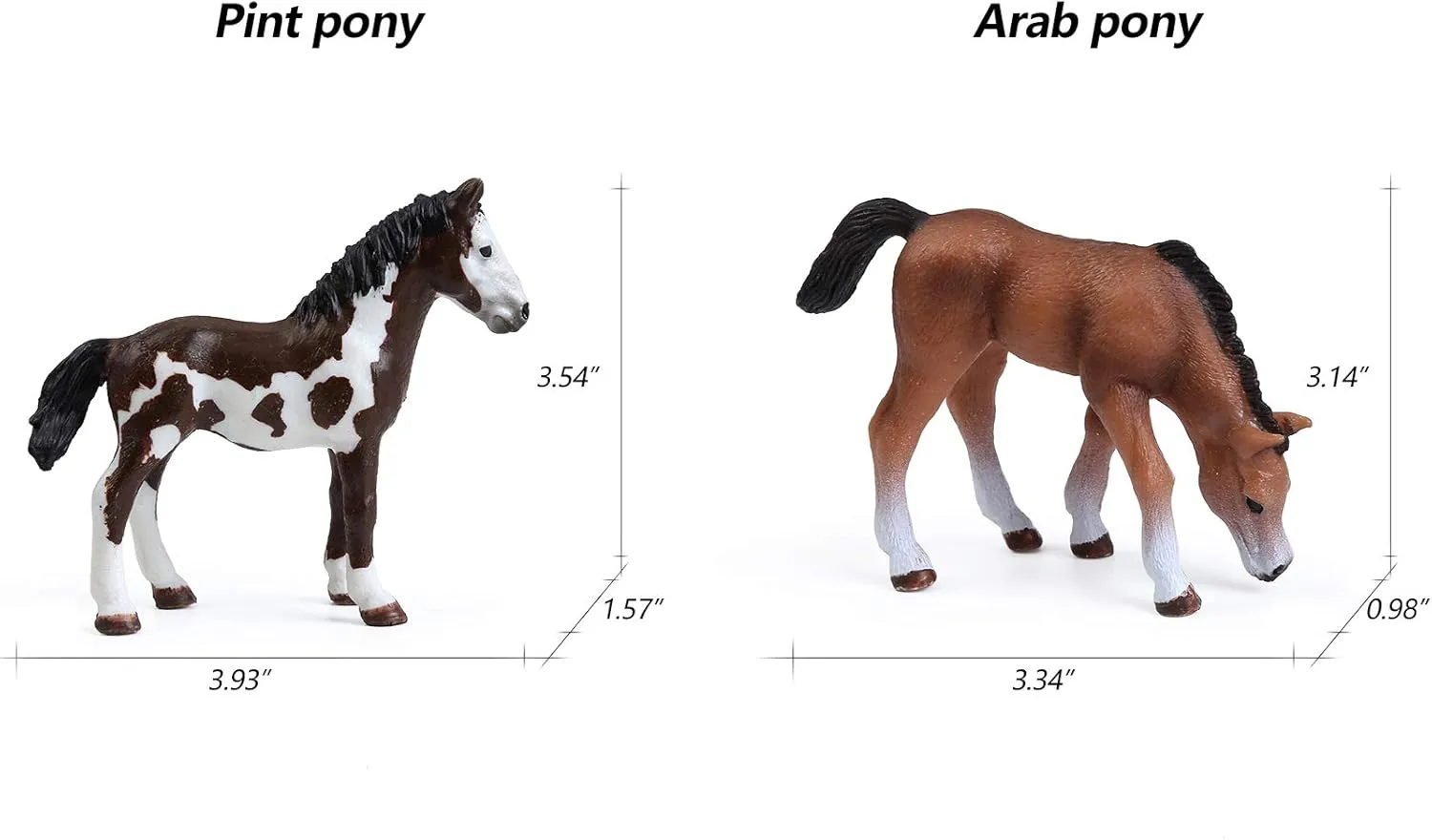 UANDME 8PCS Realistic Foal and Horse Figurines, Plastic Pony Toys for Girls and Boys, Horse Club Cake Topper and Party Decoration
