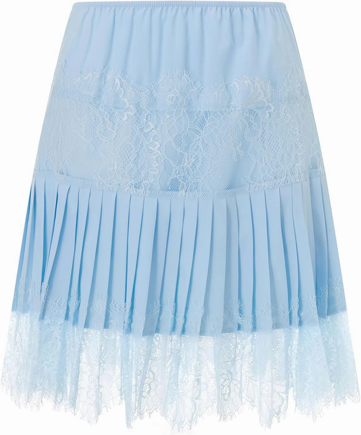 UAURORAO Women Lace Trim Half Slip Skirt Elastic Y2k Floral Sheer Mini Skirt Ruffle Pleated Underskirt Shirt Extender