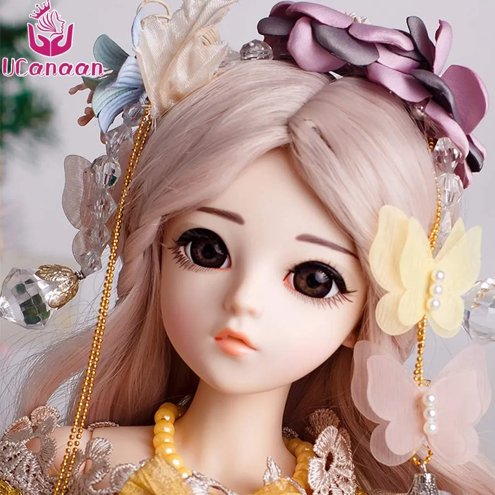 UCanaan BJD Doll, 1/3 SD Dolls 24 Inch 18 Ball Jointed Doll DIY Toys with Clothes Outfit Shoes Wig Hair Makeup, Best Gift for Girls (Carina)