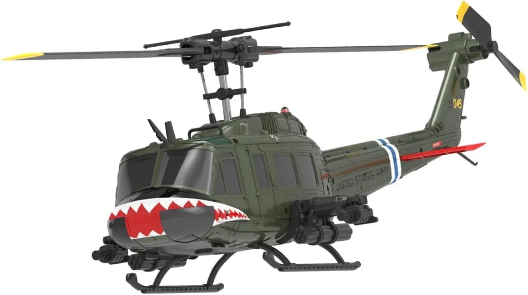 UH-1 Huey RC Helicopter, 1/48 2.4G 6CH Flybarless RC Helicopter Model with Optical Flow Positioning, Outdoor Airplane for Beginner (RTF Version)