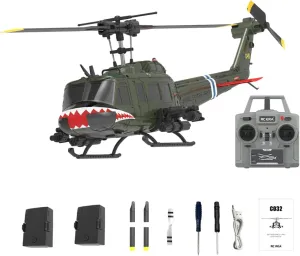 UH-1 Huey RC Helicopter, 1/48 2.4G 6CH Flybarless RC Helicopter Model with Optical Flow Positioning, Outdoor Airplane for Beginner (RTF Version)