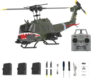 UH-1 Huey RC Helicopter, 1/48 2.4G 6CH Flybarless RC Helicopter Model with Optical Flow Positioning, Outdoor Airplane for Beginner (RTF Version)