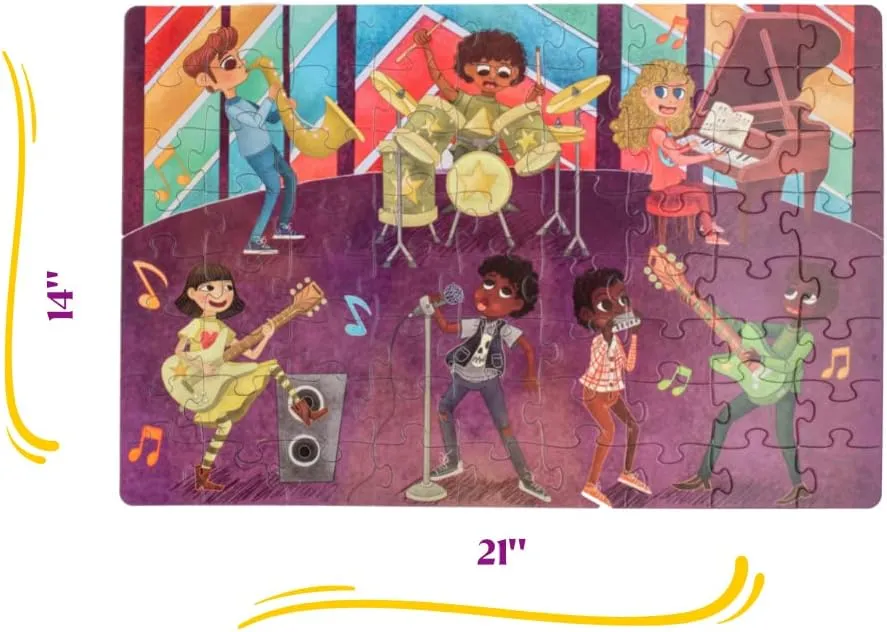 Upbounders® 72-Piece Jumbo Floor Puzzle for Kids | Jigsaw Puzzle with Large Pieces & Storage Box | Multicultural Puzzle for Toddlers & Children (Musical Crossroads Theme)