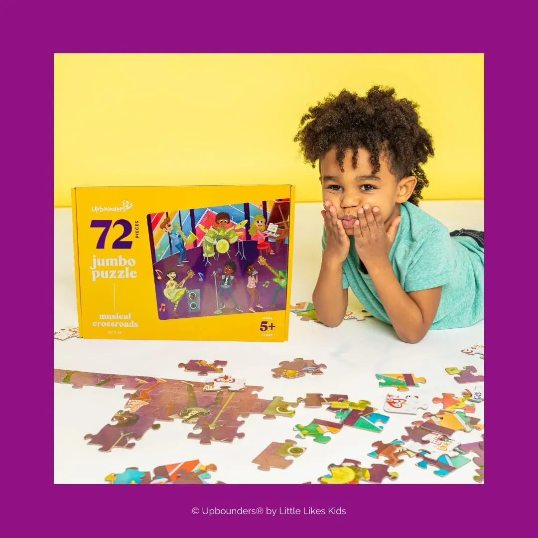 Upbounders® 72-Piece Jumbo Floor Puzzle for Kids | Jigsaw Puzzle with Large Pieces & Storage Box | Multicultural Puzzle for Toddlers & Children (Musical Crossroads Theme)