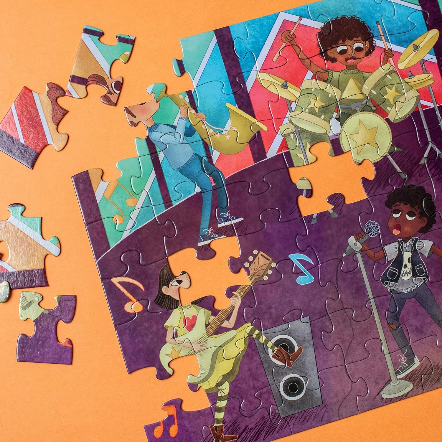 Upbounders® 72-Piece Jumbo Floor Puzzle for Kids | Jigsaw Puzzle with Large Pieces & Storage Box | Multicultural Puzzle for Toddlers & Children (Musical Crossroads Theme)