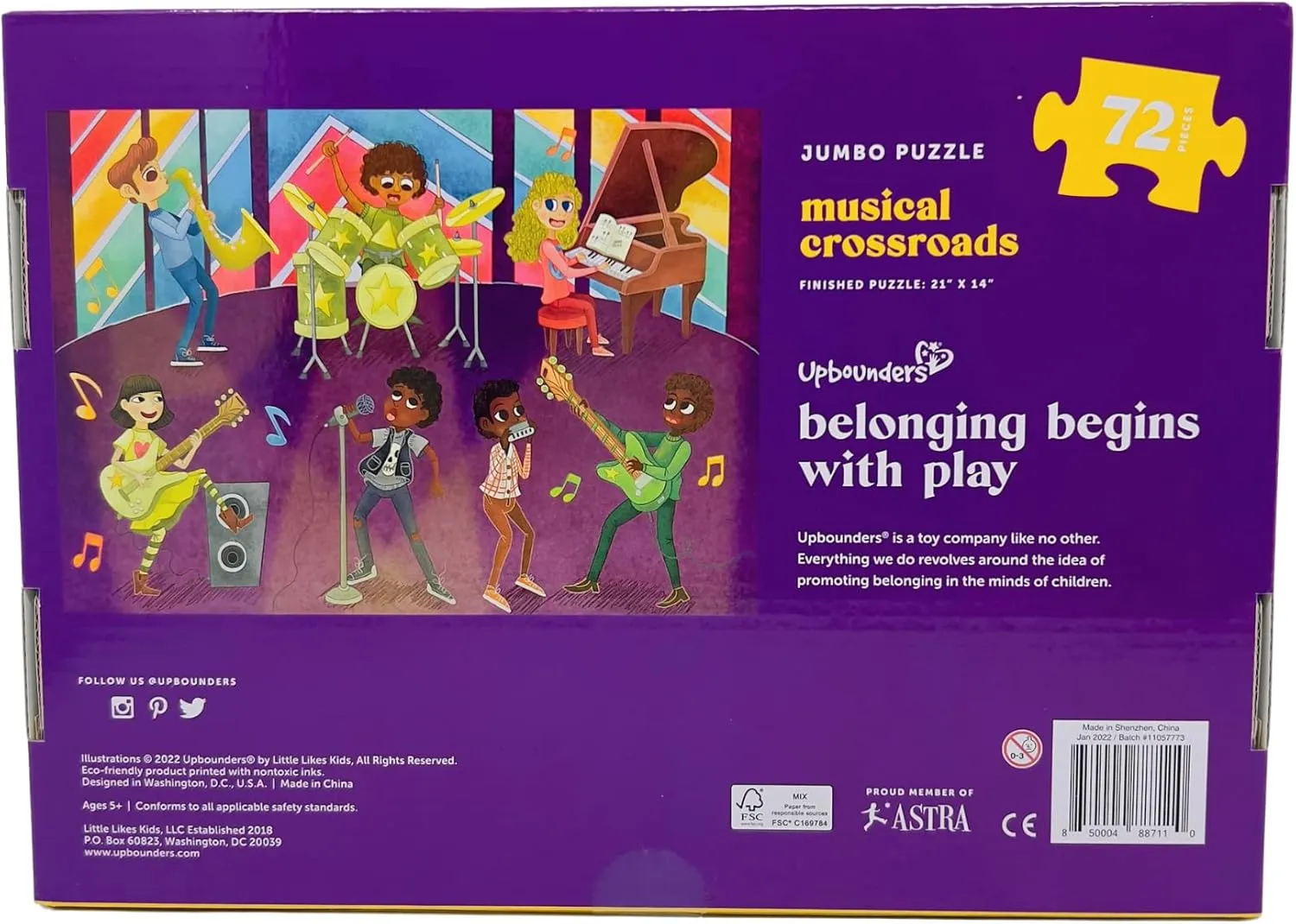 Upbounders® 72-Piece Jumbo Floor Puzzle for Kids | Jigsaw Puzzle with Large Pieces & Storage Box | Multicultural Puzzle for Toddlers & Children (Musical Crossroads Theme)