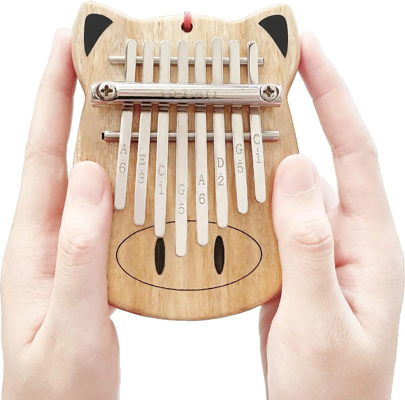 [Upgrade] GECKO 8 Keys Mini Kalimba, Portable Camphor Wood Thumb Piano, Natural Finger Piano Handmade Musical Instrument with Study Instruction, Gift for Kids, Adult Beginners (K8mini)