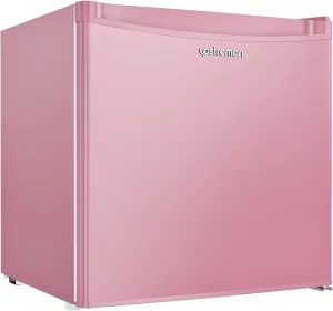 Upstreman 1.7 Cu.ft Mini Fridge with Freezer, Dorm Essentials, Adjustable Thermostat, Energy Saving, Low Noise, Single Door Compact Refrigerator for Dorm, Office, Bedroom, Pink-FR17