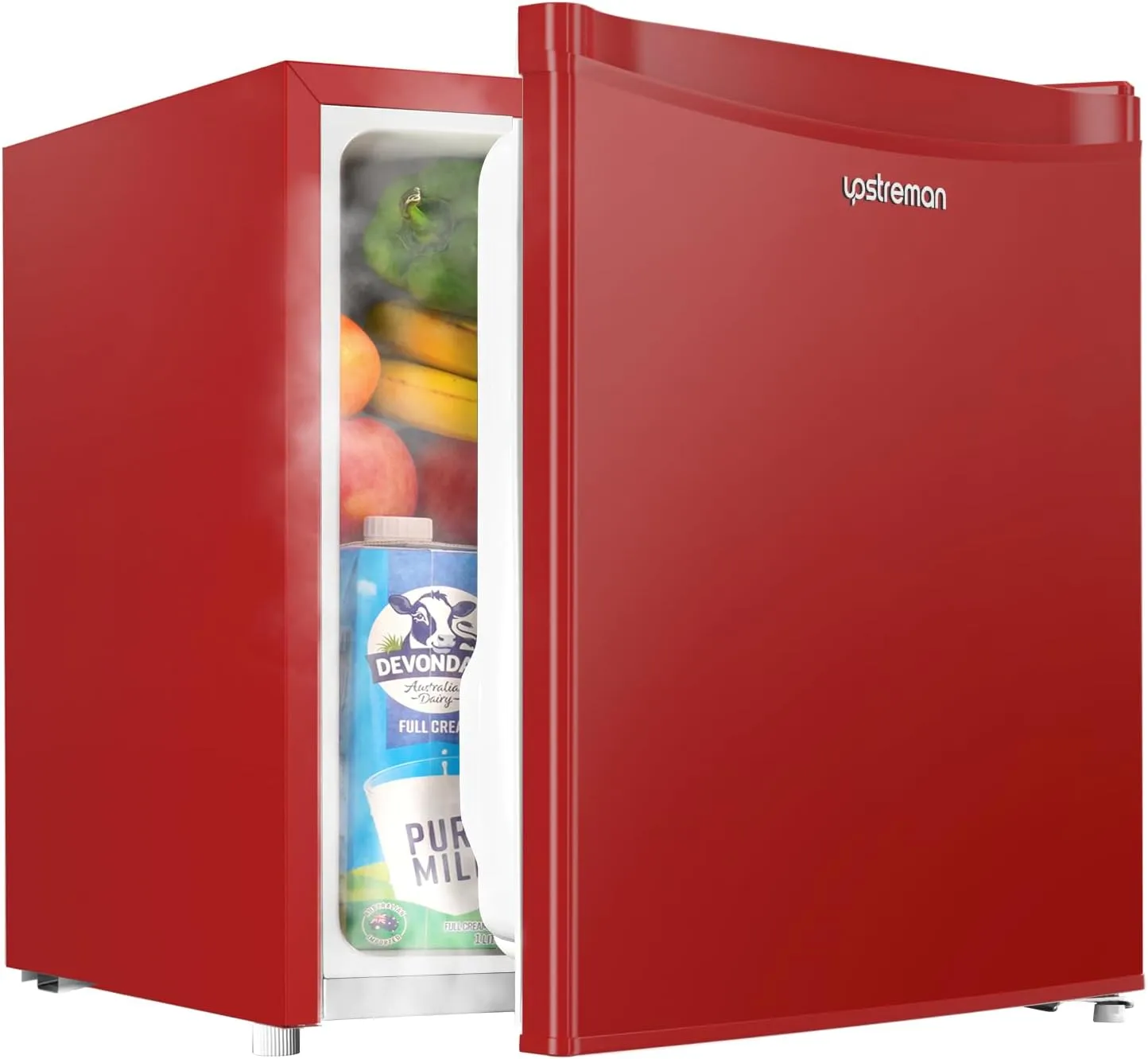 Upstreman 1.7 Cu.ft Mini Fridge with Freezer, Dorm Essentials, Adjustable Thermostat, Energy Saving, Low Noise, Single Door Compact Refrigerator for Dorm, Office, Bedroom, Red-FR17