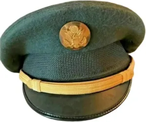 US Army NCO Crusher Uniform Visor Hat, Dark Green Wool Felt, WWII Military Style