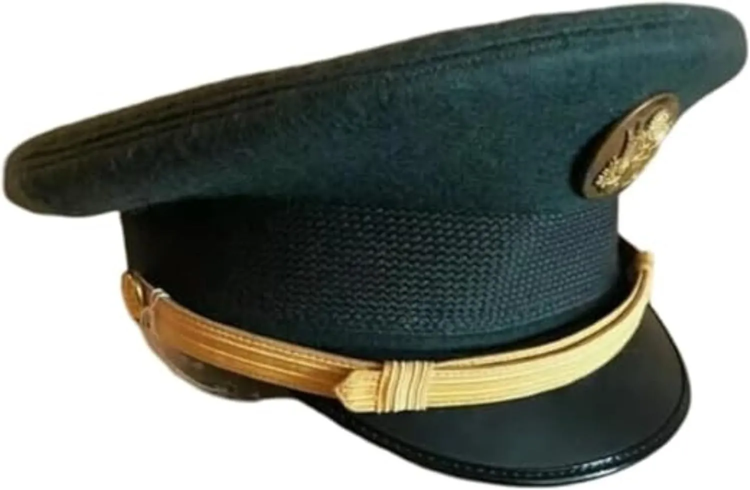 US Army NCO Crusher Uniform Visor Hat, Dark Green Wool Felt, WWII Military Style