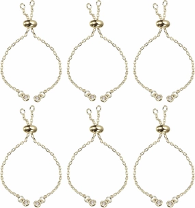 uxcell Adjustable Slider Bracelets, 6Pcs O Link Extender Connecting Chains with Rhinestone Ends for DIY Jewelry Making (Light Golden)