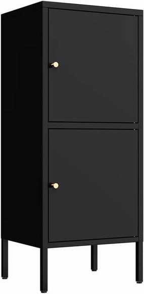Vertical 2 Doors Metal Storage Cabinet for Bedroom,Living Room,Home,Hotel,Office,Kitchen,School,Metal Bedside Cabinet,Steel End Table (Vertical 2 Doors, Black)