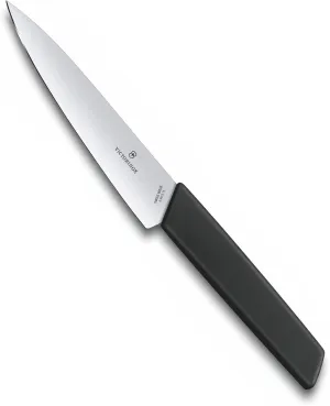 Victorinox Swiss Modern Chef's Knife - Kitchen Knife Perfect for Peeling & Core Removal - Cooking Knife for Kitchen Accessories - Pointed Blade, Black Handle, 6"