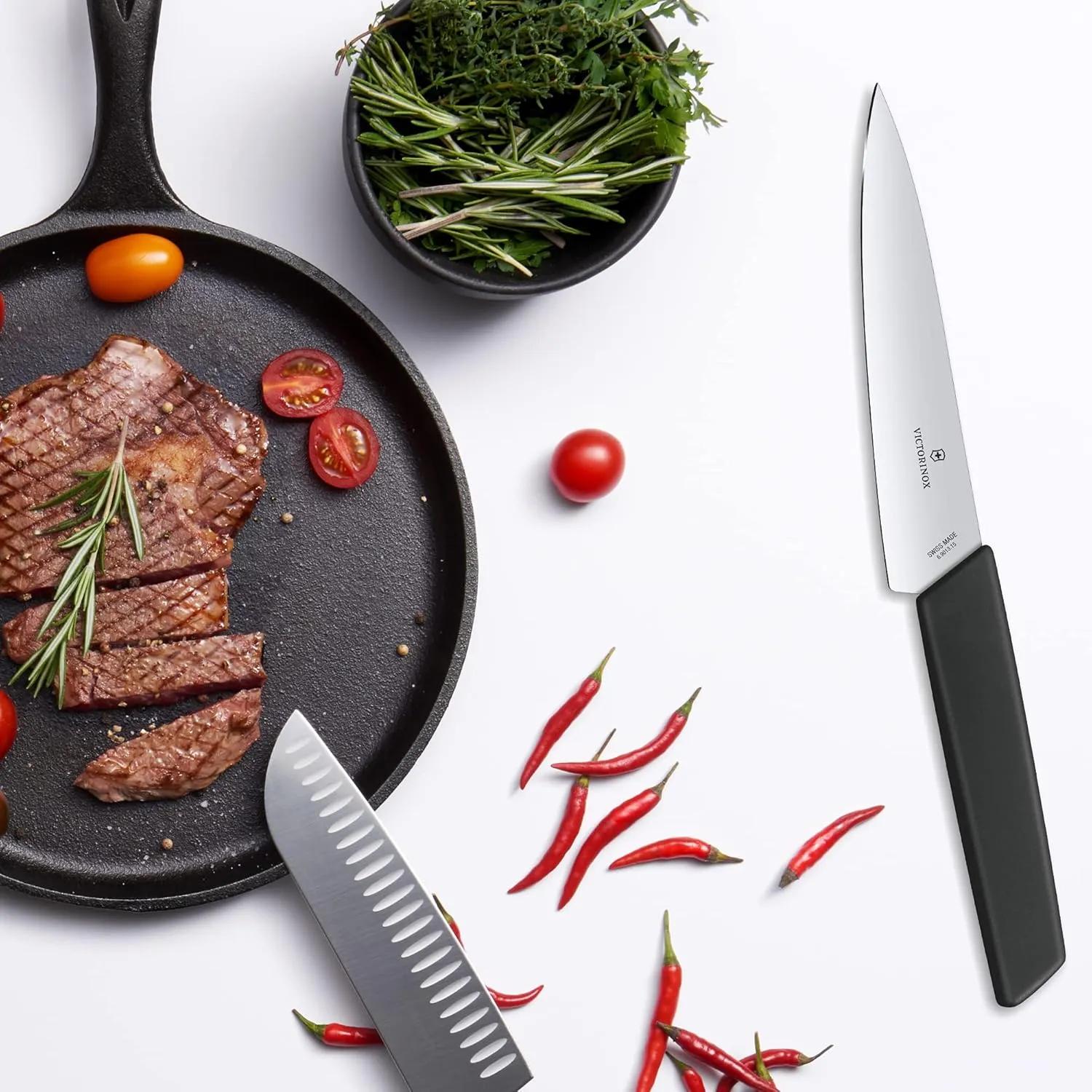 Victorinox Swiss Modern Chef's Knife - Kitchen Knife Perfect for Peeling & Core Removal - Cooking Knife for Kitchen Accessories - Pointed Blade, Black Handle, 6"