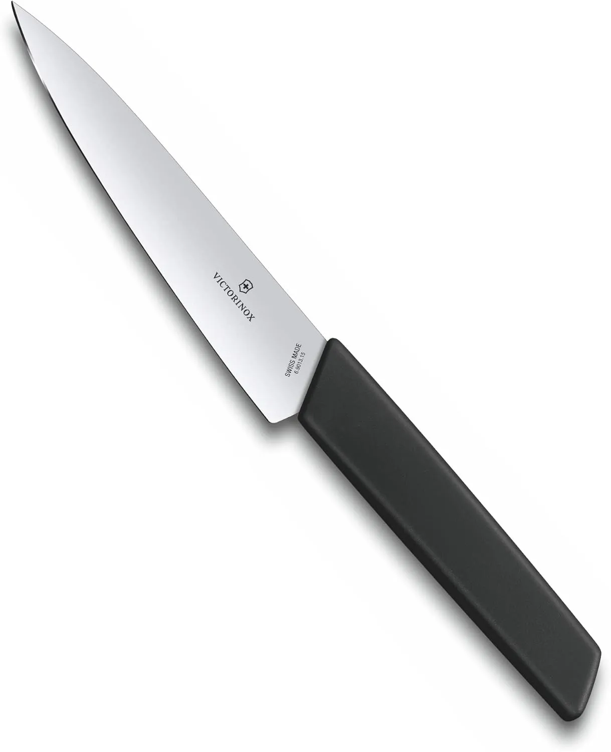 Victorinox Swiss Modern Chef's Knife - Kitchen Knife Perfect for Peeling & Core Removal - Cooking Knife for Kitchen Accessories - Pointed Blade, Black Handle, 6"